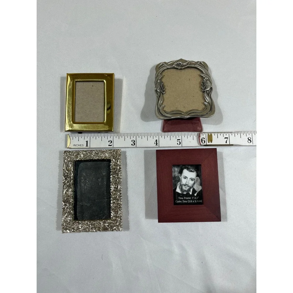 Mini Photo Frame Set 4pc Gold Silver Wood Ornate Mixed Lot Umbra Philip Whitney
